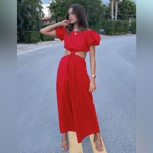 Verie Gaia Red Cotton Dress, Size S
